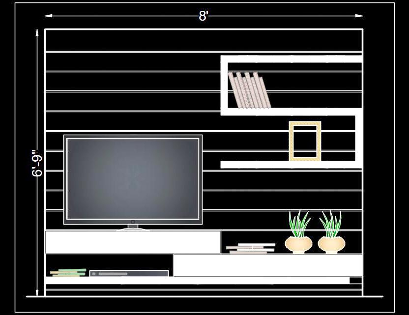 TV Unit Elevation Design CAD Model